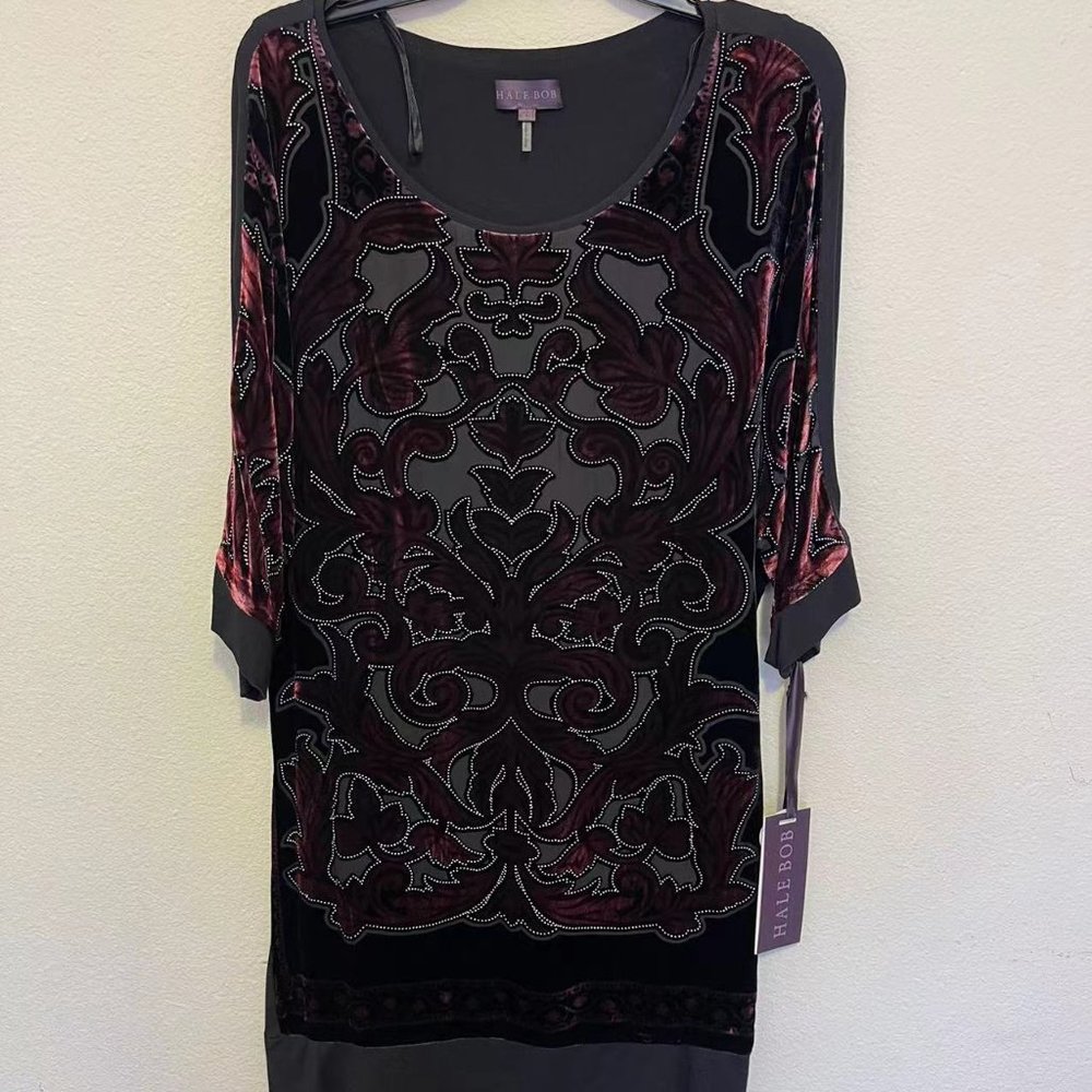 hale bob embellished silk velvet short dress